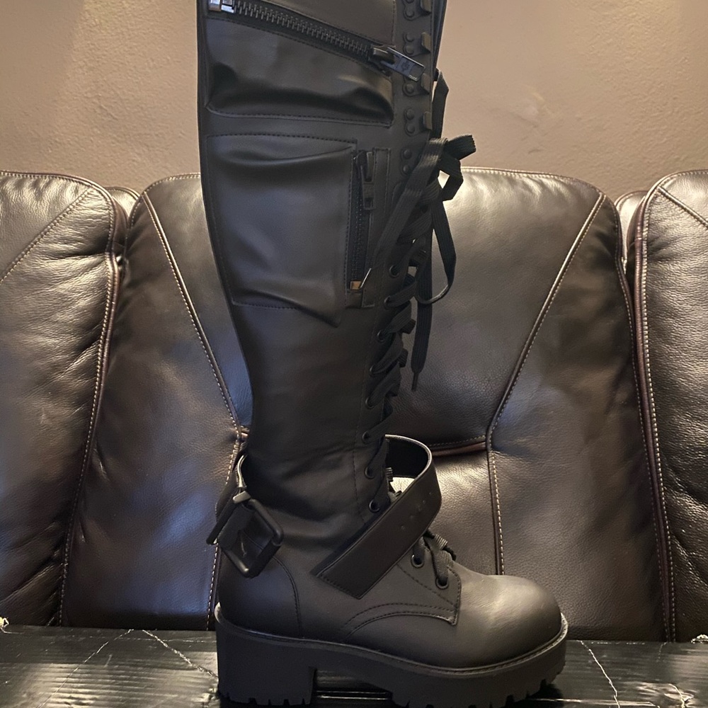 Dolls Kill Obsidian Pocket Combat Boots